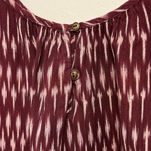 Madewell Maroon Ikat Print Tied Straps Shift Dress, Size Large - Picture 5 of 10